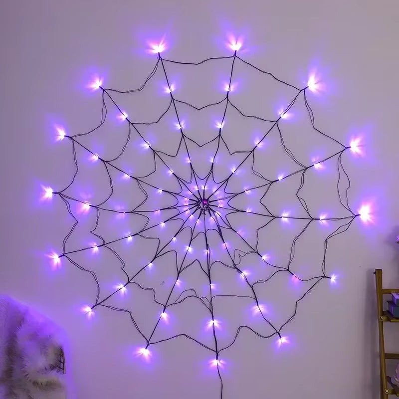 MommySupport™ Halloween Glowing Spider Web Lights – Indoor & Outdoor Decoration ⭐️⭐️⭐️⭐️⭐️