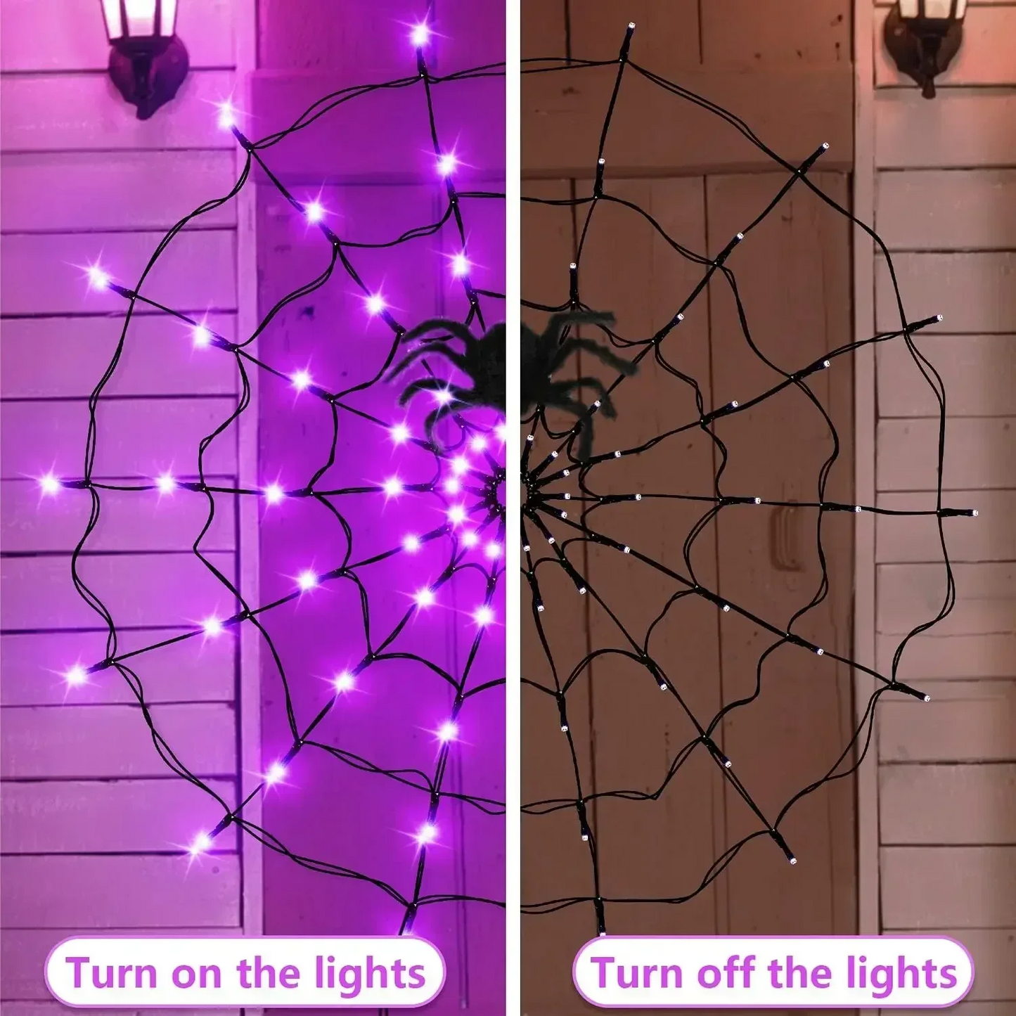 MommySupport™ Halloween Glowing Spider Web Lights – Indoor & Outdoor Decoration ⭐️⭐️⭐️⭐️⭐️