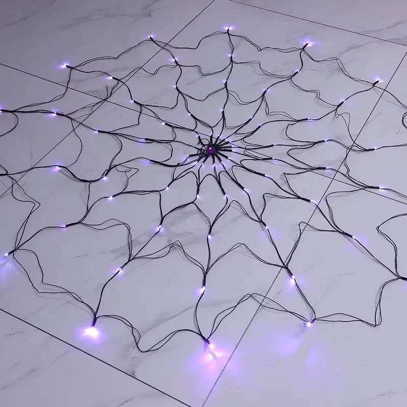 MommySupport™ Halloween Glowing Spider Web Lights – Indoor & Outdoor Decoration ⭐️⭐️⭐️⭐️⭐️