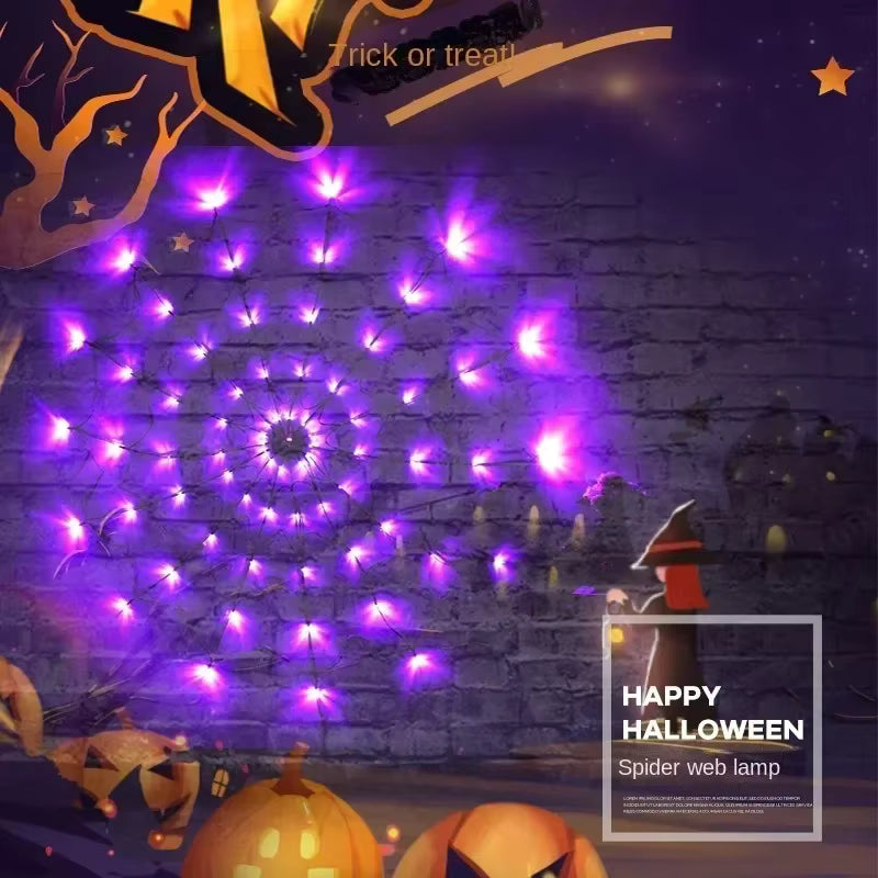 MommySupport™ Halloween Glowing Spider Web Lights – Indoor & Outdoor Decoration ⭐️⭐️⭐️⭐️⭐️