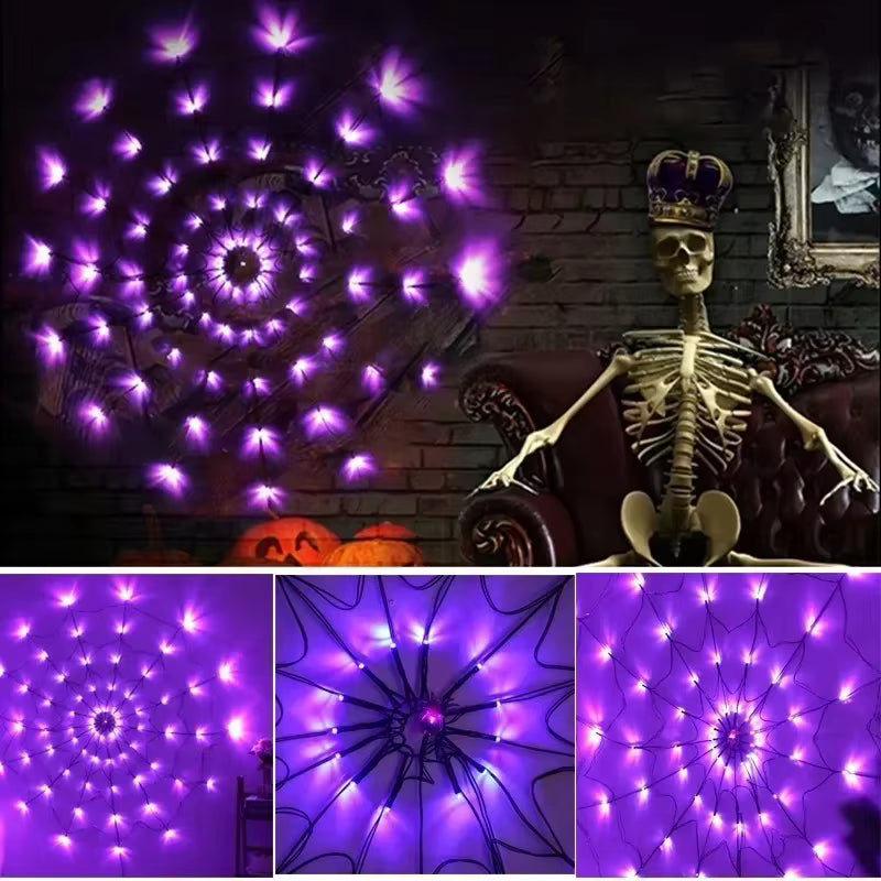 MommySupport™ Halloween Glowing Spider Web Lights – Indoor & Outdoor Decoration ⭐️⭐️⭐️⭐️⭐️