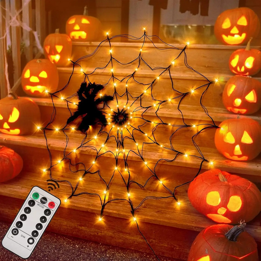 MommySupport™  Halloween Glowing Spider Web Lights – Indoor & Outdoor Decoration  ⭐️⭐️⭐️⭐️⭐️