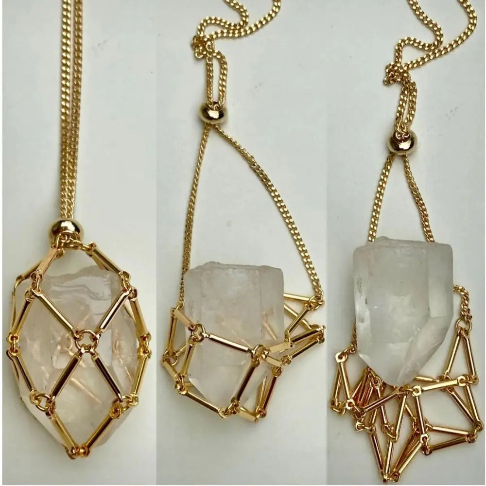 MommySupport™   Crystal Holder Cage Necklace  ⭐️⭐️⭐️⭐️⭐️